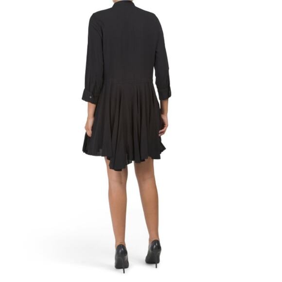 Zadig and Voltaire‎ Ranil Black Handkerchief Hem 3/4 Sleeve Button Mini Dress L - Picture 2 of 8